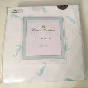 NWT Coastal collection full sheet set blue seahorses